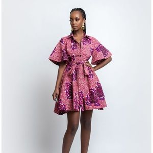 Ofuure KHARI African Print Shirt Mini Dress